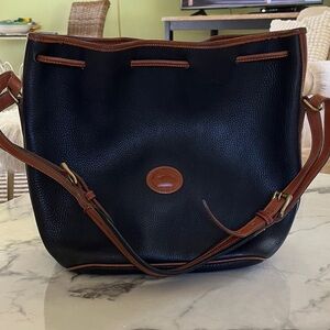 Dooney & Bourke Navy and Brown Shoulder Bag